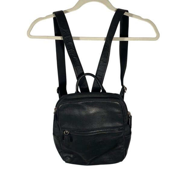 Fossil Black Leather Mini Backpack Purse  Adjustable Straps & Multiple Pockets - Picture 1 of 14